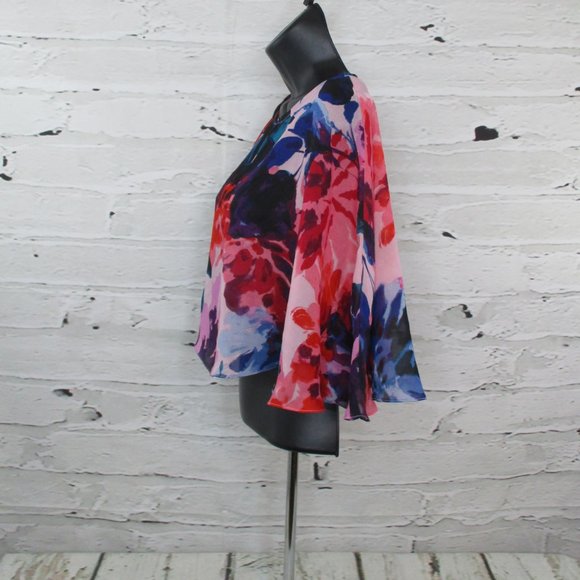 Donna Ricco Sheer Poncho Style Overlay Blouse - Picture 4 of 6